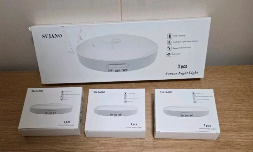 Luce Armadio 12 LED Sensore Movimento Ricaricabile Magnetica Calda Fredda 3Pz