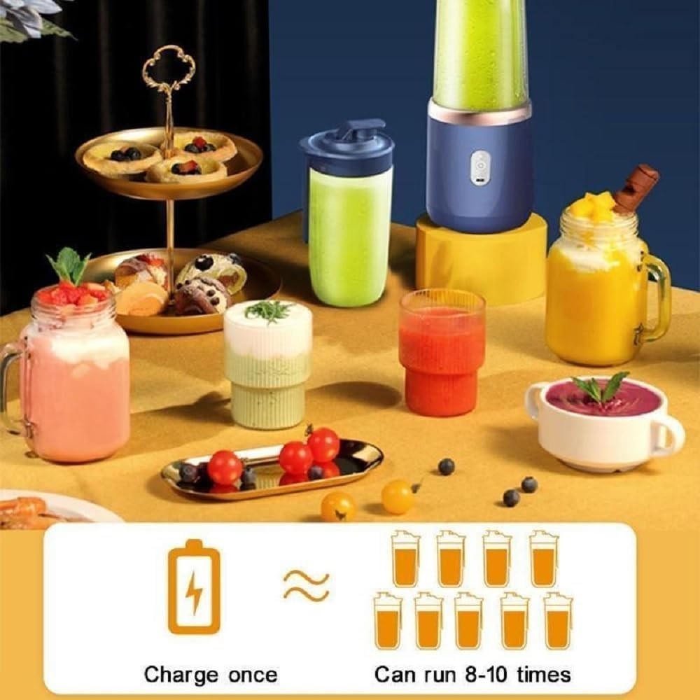Frullatore Portatile USB 400ml Smoothie 6 Lame Ricaricabile Viaggio