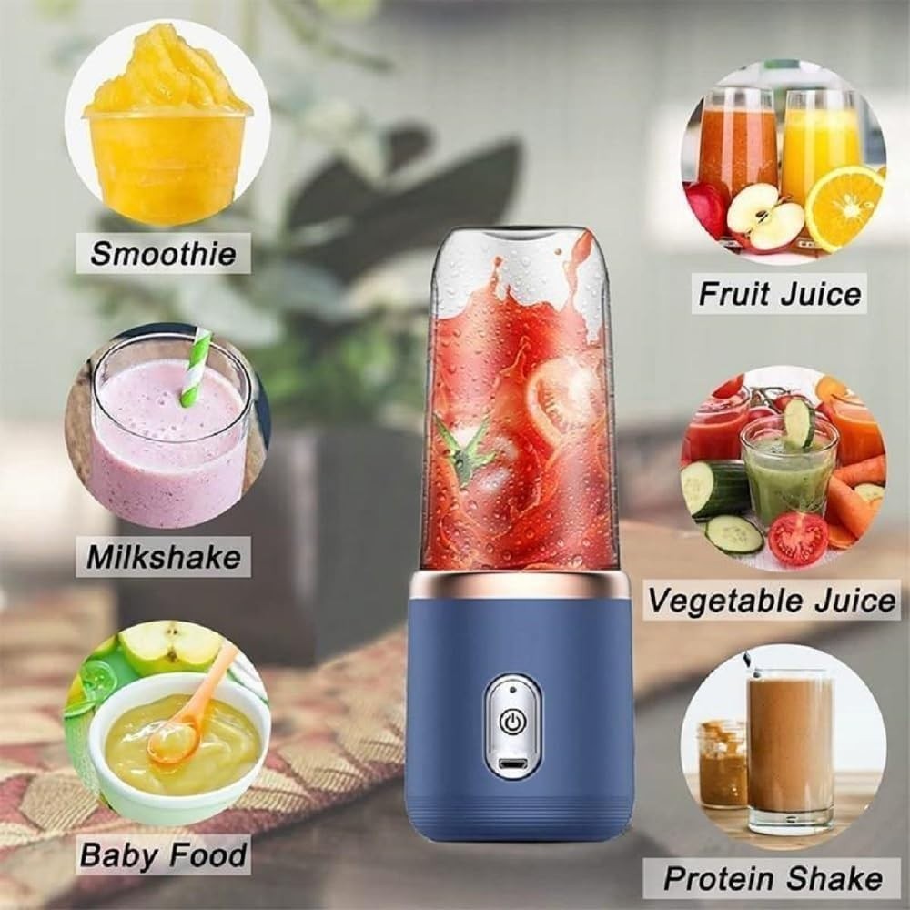 Frullatore Portatile USB 400ml Smoothie 6 Lame Ricaricabile Viaggio