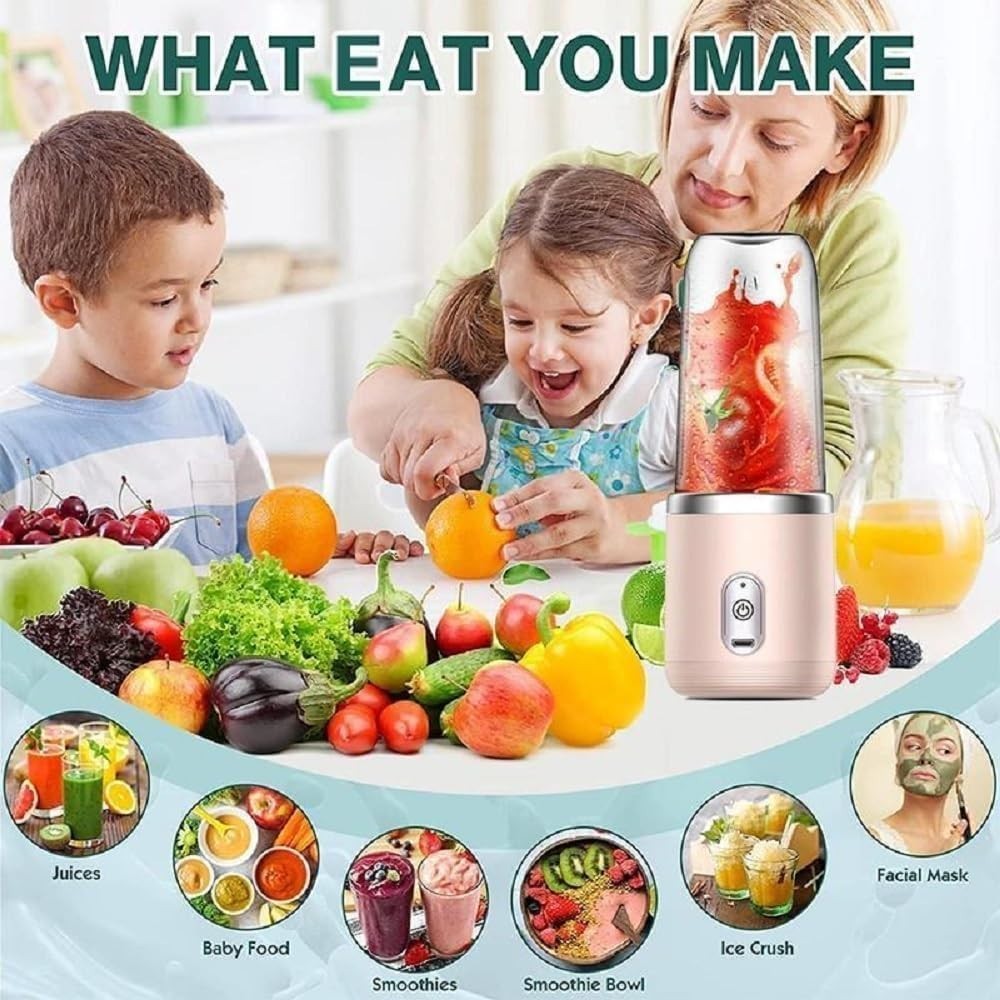 Frullatore Portatile USB 400ml Smoothie 6 Lame Ricaricabile Viaggio