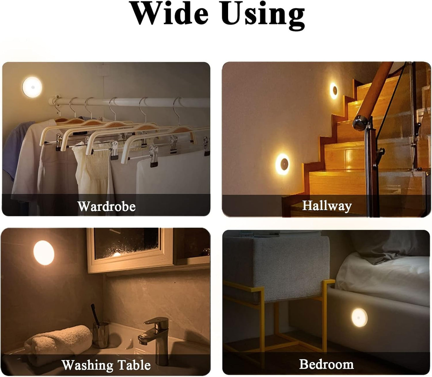 Luce Armadio 12 LED Sensore Movimento Ricaricabile Magnetica Calda Fredda 3Pz