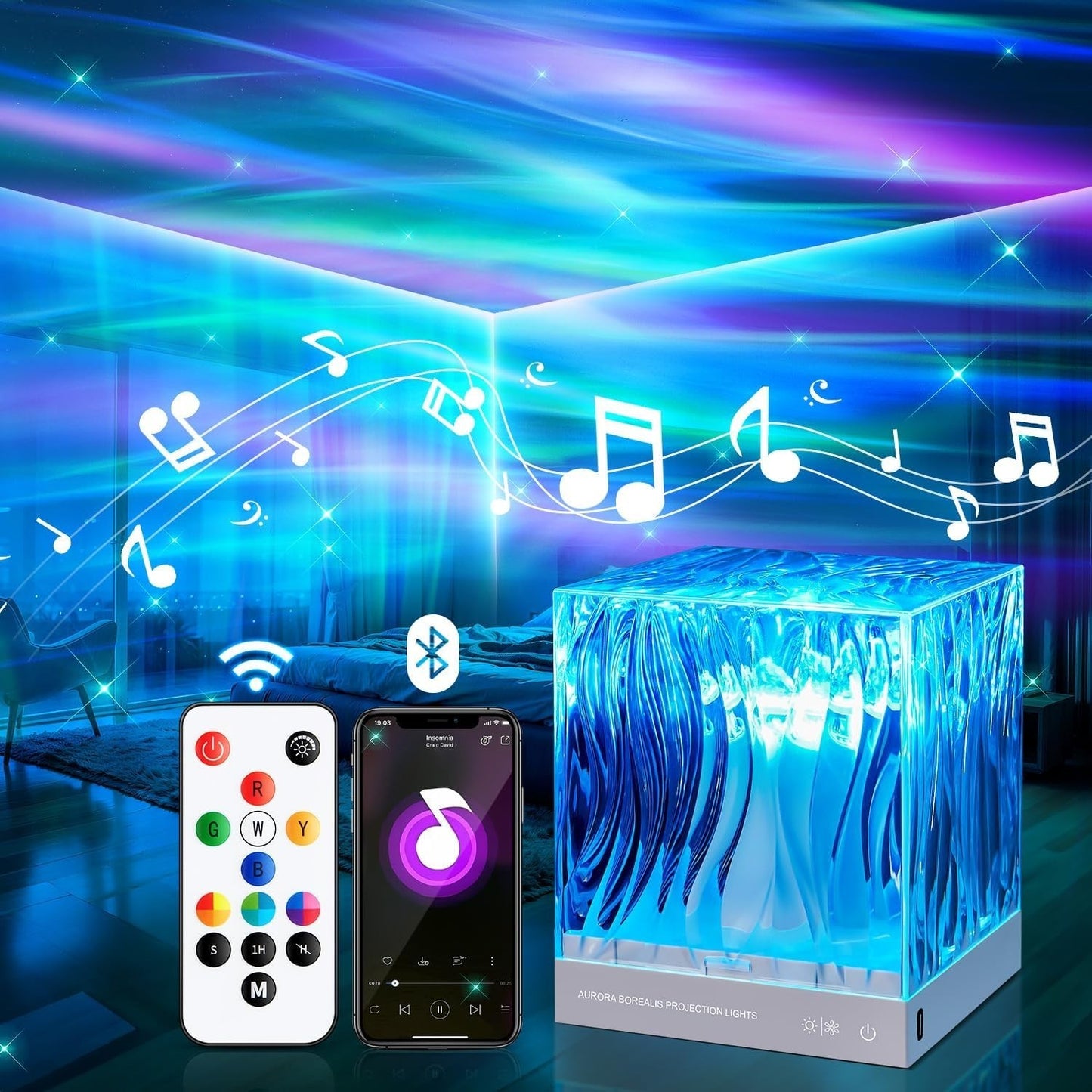 Proiettore Lampada Cielo Stellato Galaxy Aurora Bluetooth con Musica Bambini