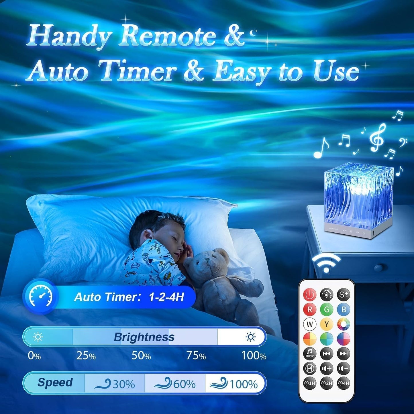 Proiettore Lampada Cielo Stellato Galaxy Aurora Bluetooth con Musica Bambini