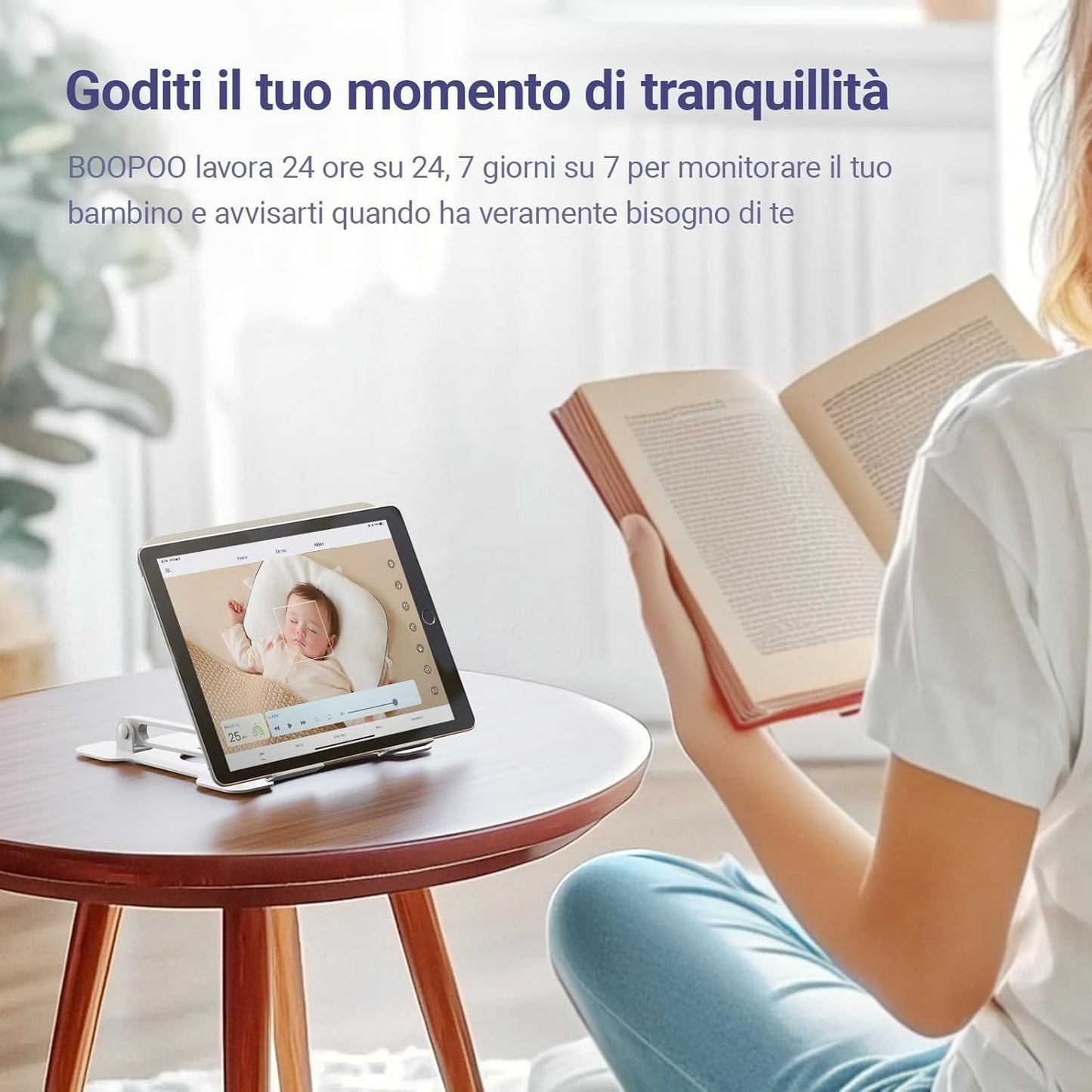 Baby Monitor 2K WiFi AI Telecamera Culla Pianto Visione Notturna Audio 2 Vie