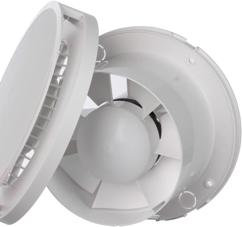 EUROPLAST Aspiratore Bagno Ø125mm Ventola Aria Parete Soffitto Bianca IPX4