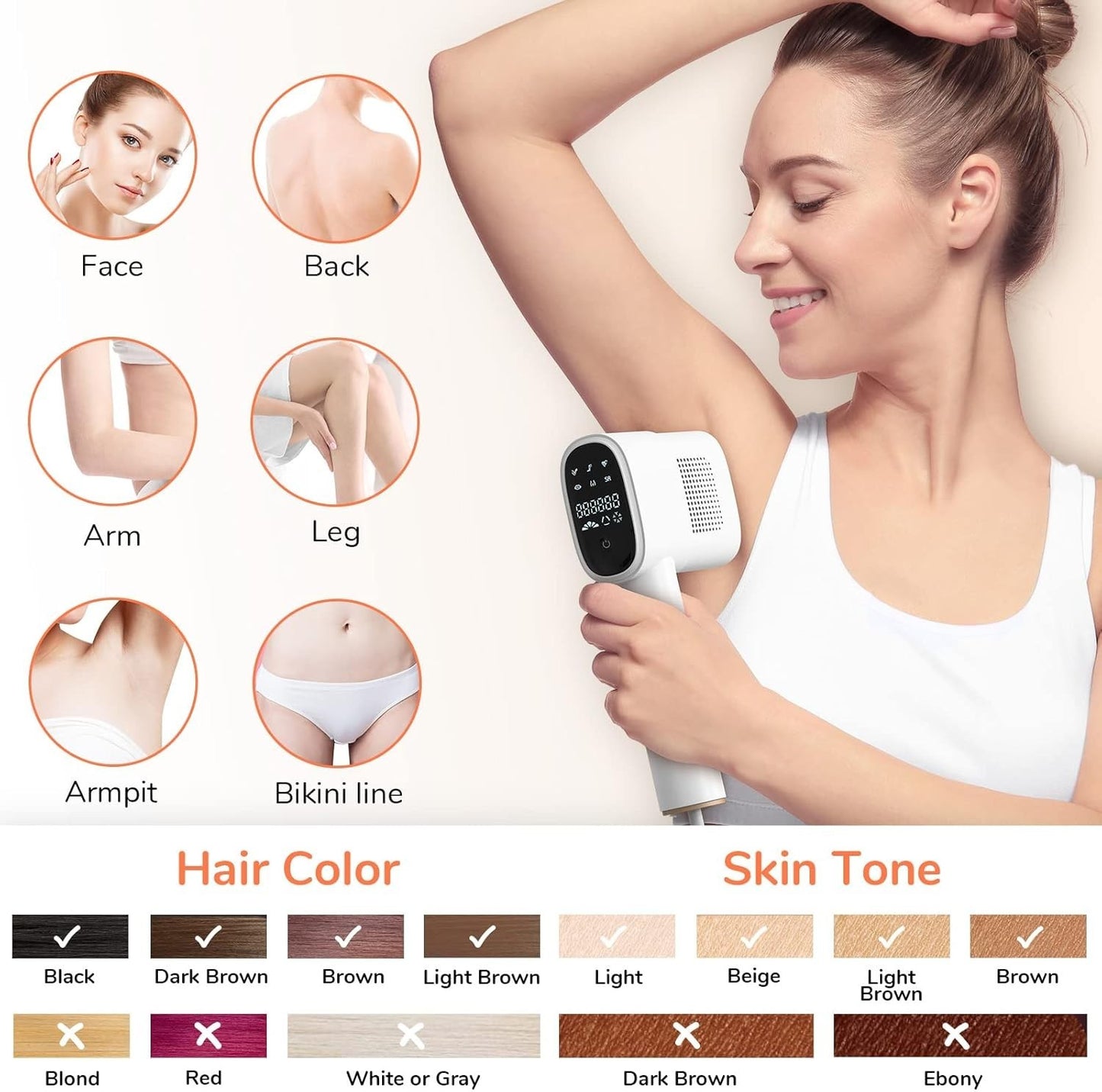 Epilatore Luce Pulsata IPL 999999 Flash Raffreddamento Viso Corpo Uomo Donna