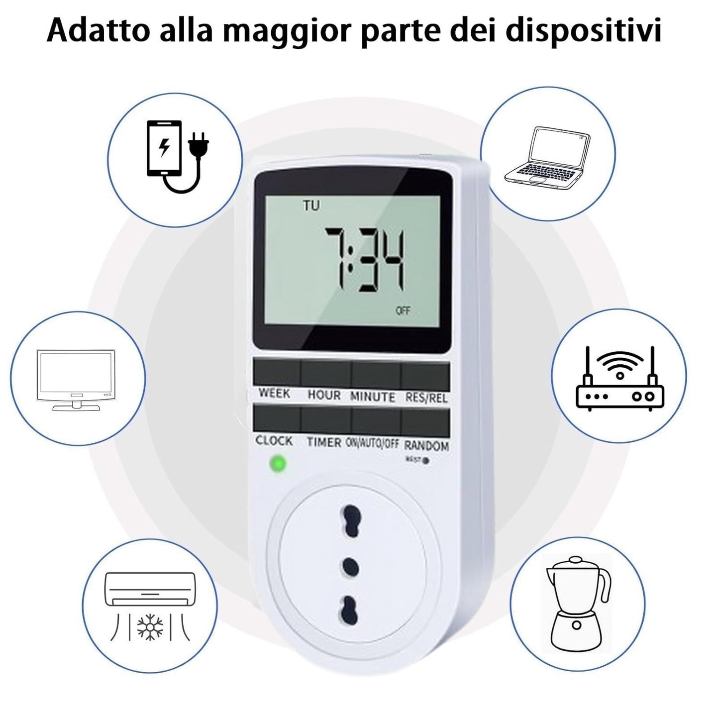 Prese Timer Digitali 2 Programmabili 18 Programmi 16A 3680W LCD Random Casa Luci