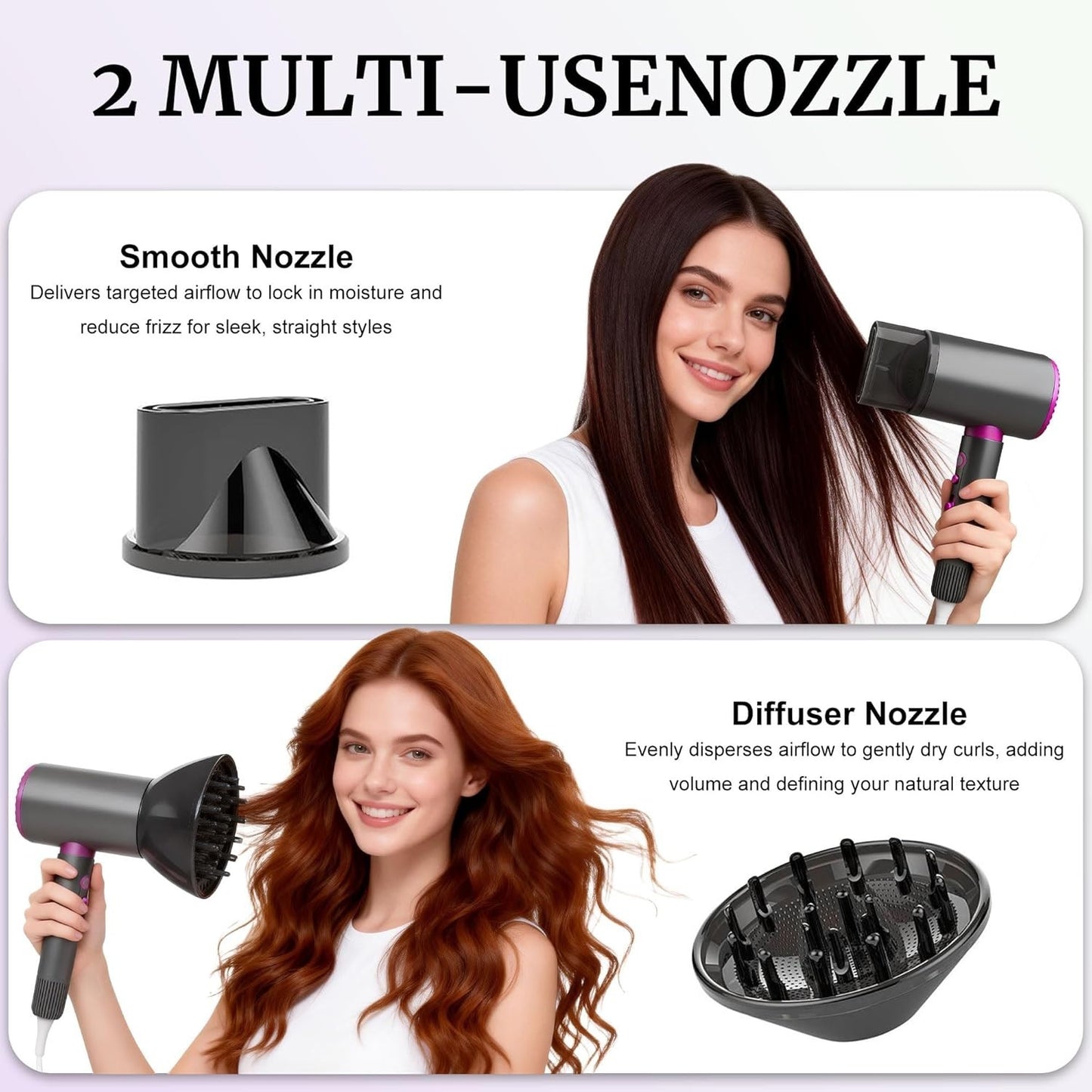 Phon Asciugacapelli Ionico 2200W Silenzioso Diffusore Concentratore Viaggio Casa