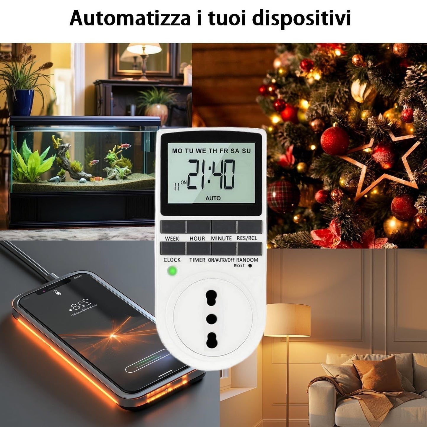 Prese Timer Digitali 2 Programmabili 18 Programmi 16A 3680W LCD Random Casa Luci