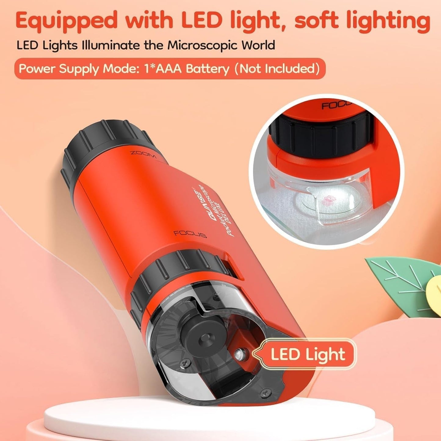 Microscopio Tascabile Bambini 60X-120X LED Mini Portatile 5 Vetrini Regalo Lenti
