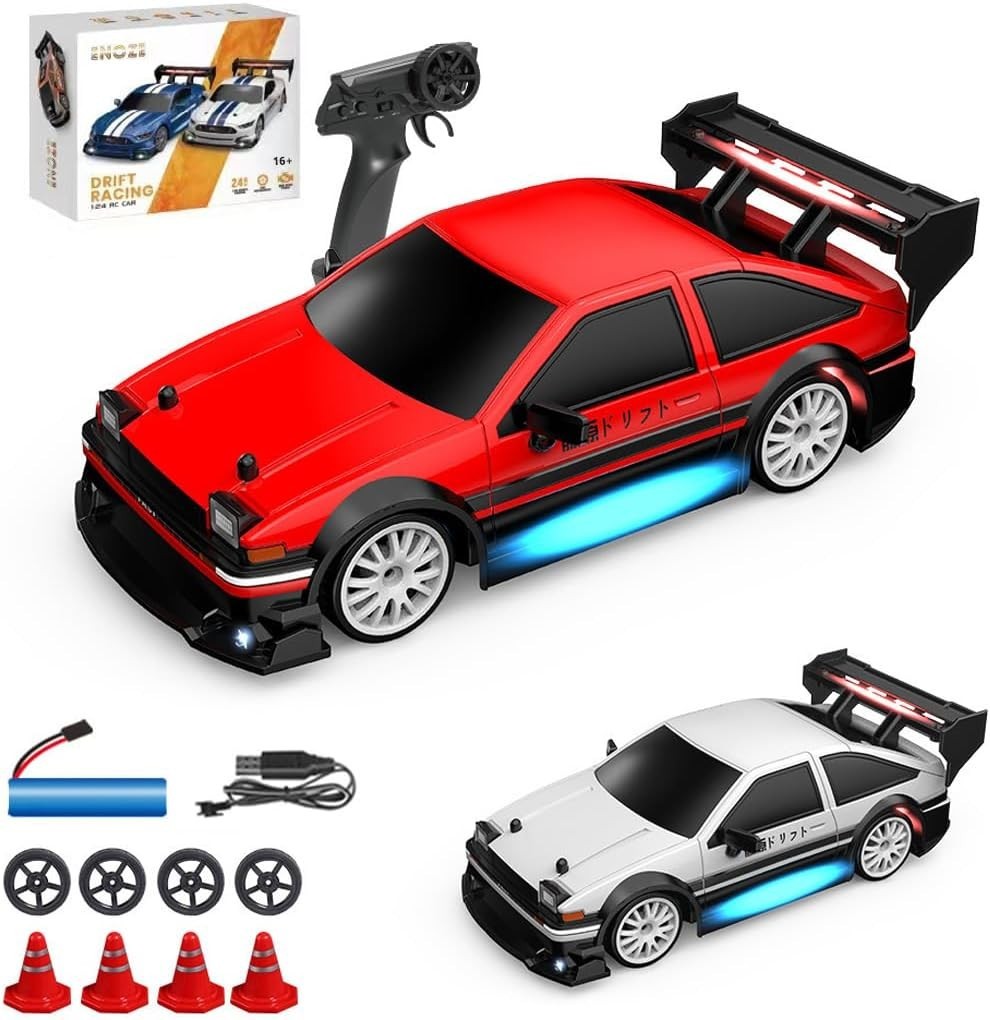 Auto Telecomandata RC Drift 1:24 4WD 30KM/H 2.4GHz LED 3 Batterie Regalo Ragazzi