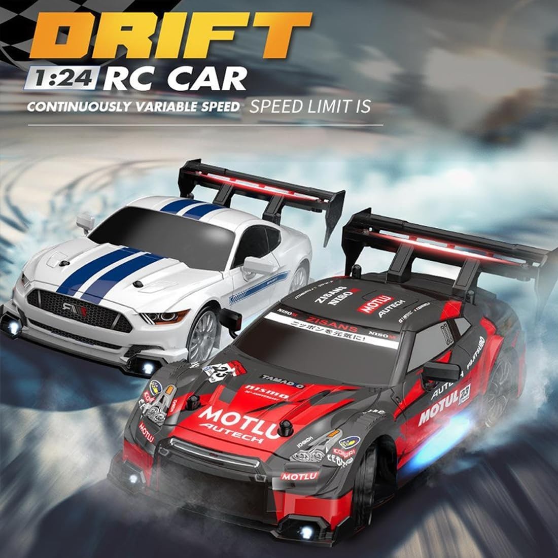 Auto Telecomandata RC Drift 1:24 4WD 30KM/H 2.4GHz LED 3 Batterie Regalo Ragazzi