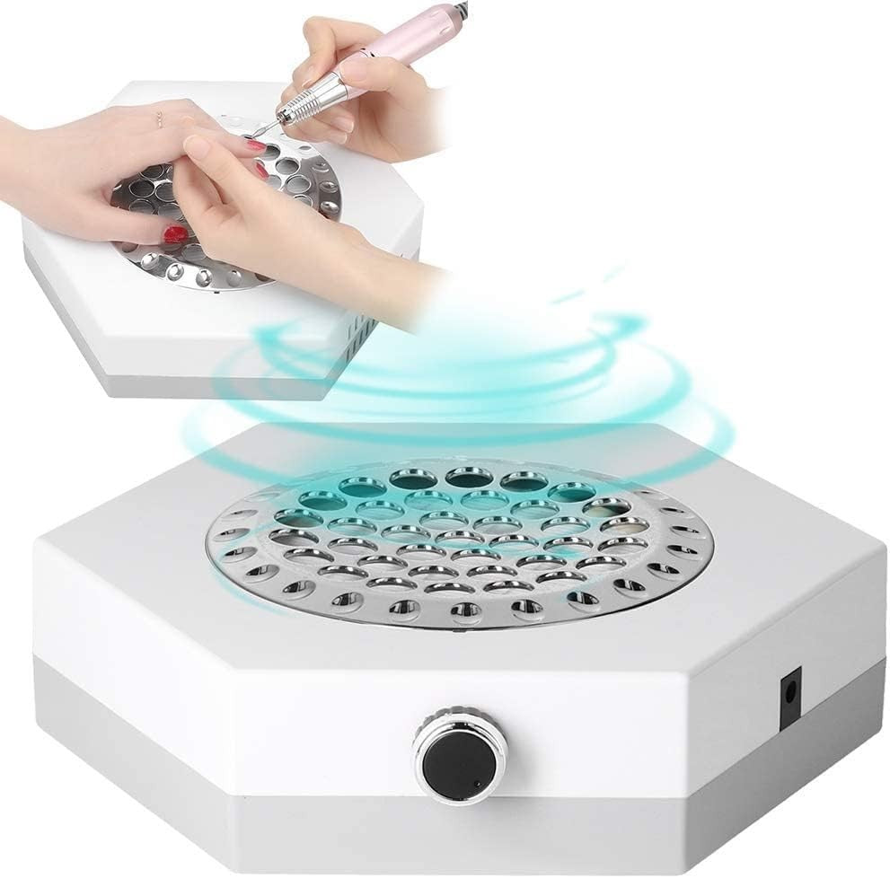 Aspiratore Unghie Professionale 80W Polveri Nail Art Manicure Filtro Bianco