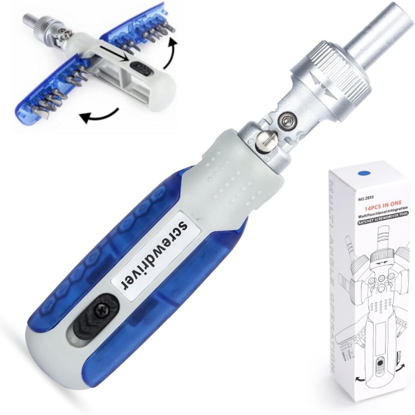 Set Cacciavite a Cricchetto Magnetico 14in1 Snodabile 180° Punte S2 Antesen