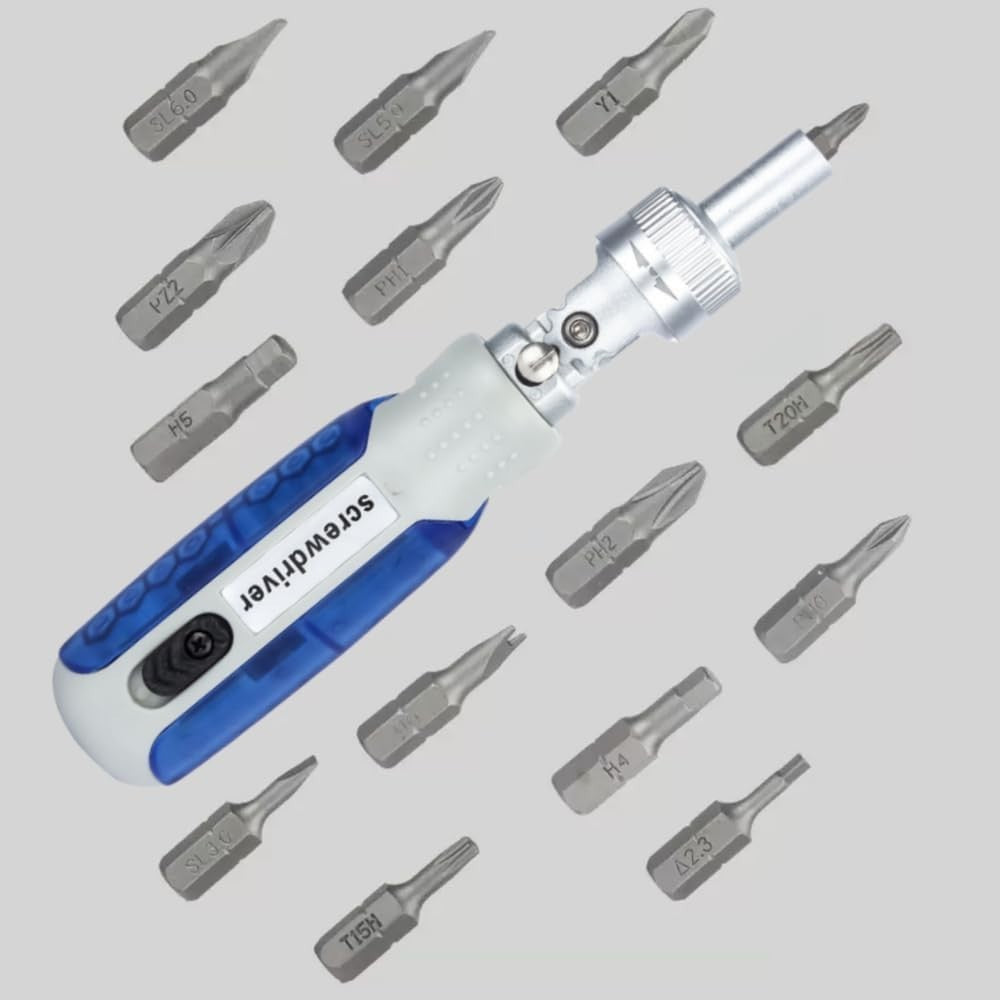 Set Cacciavite a Cricchetto Magnetico 14in1 Snodabile 180° Punte S2 Antesen