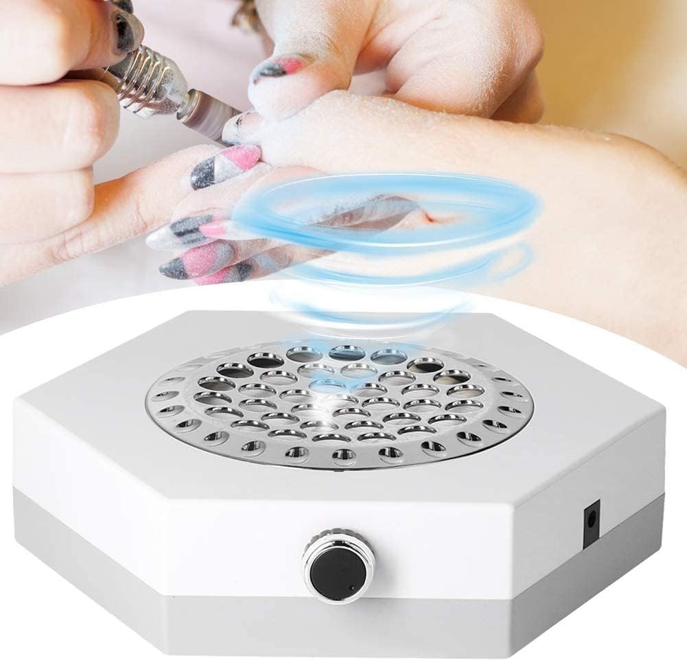 Aspiratore Unghie Professionale 80W Polveri Nail Art Manicure Filtro Bianco