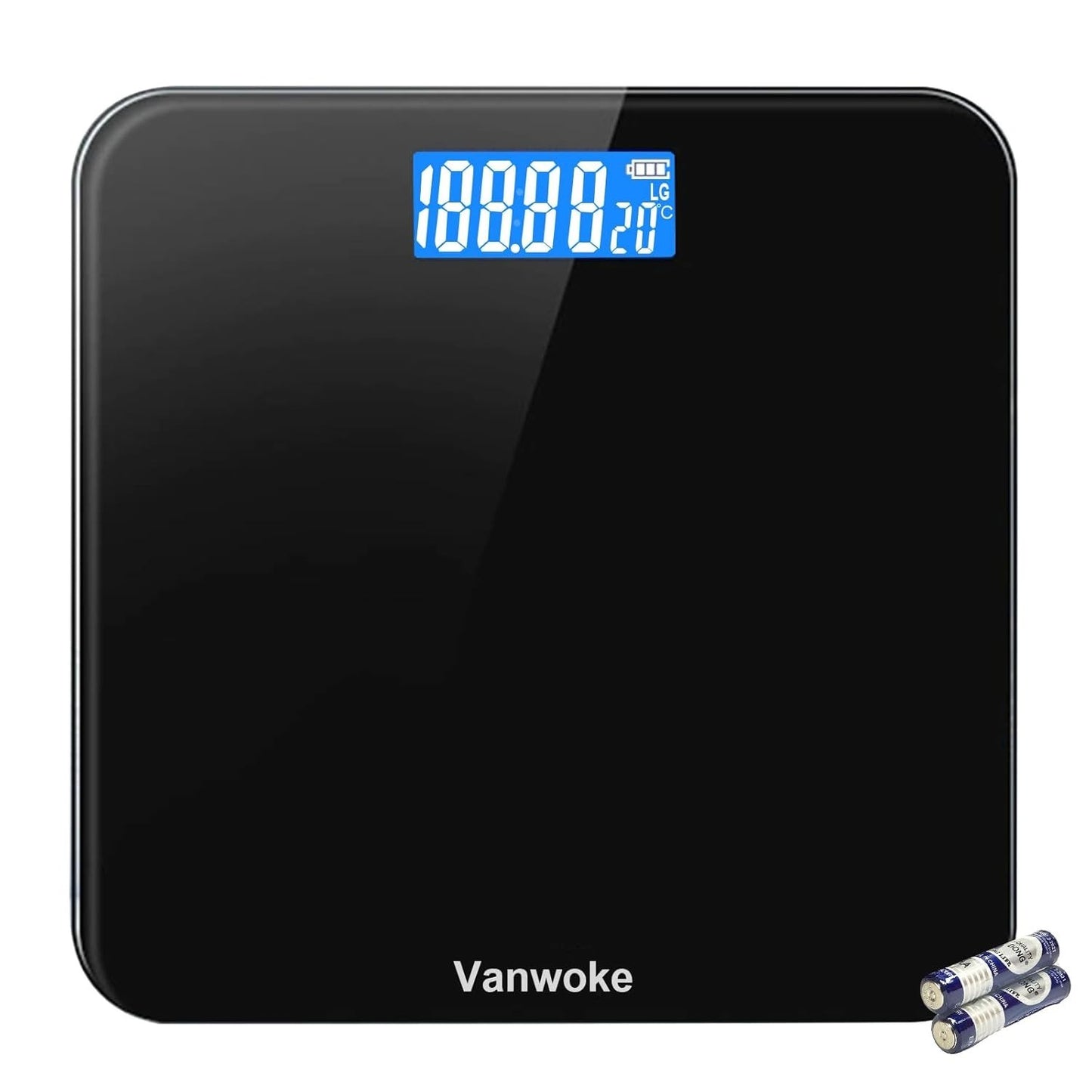 Bilancia Pesapersone Digitale Bagno 180kg LCD Blu Temperatura Massa Grassa Nera