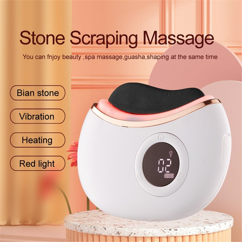 Gua Sha Elettrico Viso GS02 Pietra Rossa Riscaldante Vibrazione Luce Rossa