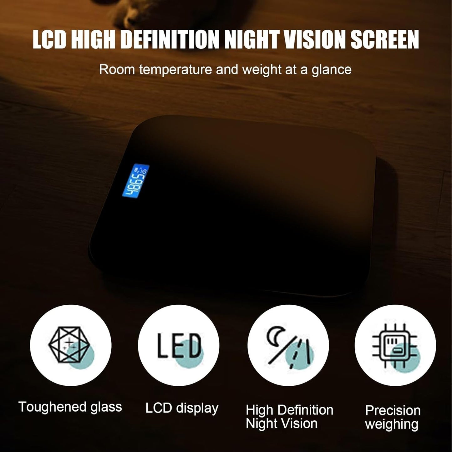 Bilancia Pesapersone Digitale Bagno 180kg LCD Blu Temperatura Massa Grassa Nera