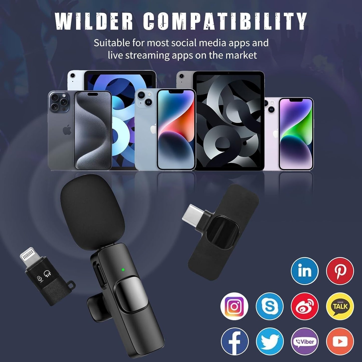 Microfoni Lavalier 2X Wireless USB-C Clip Riduzione Rumore TikTok YouTube