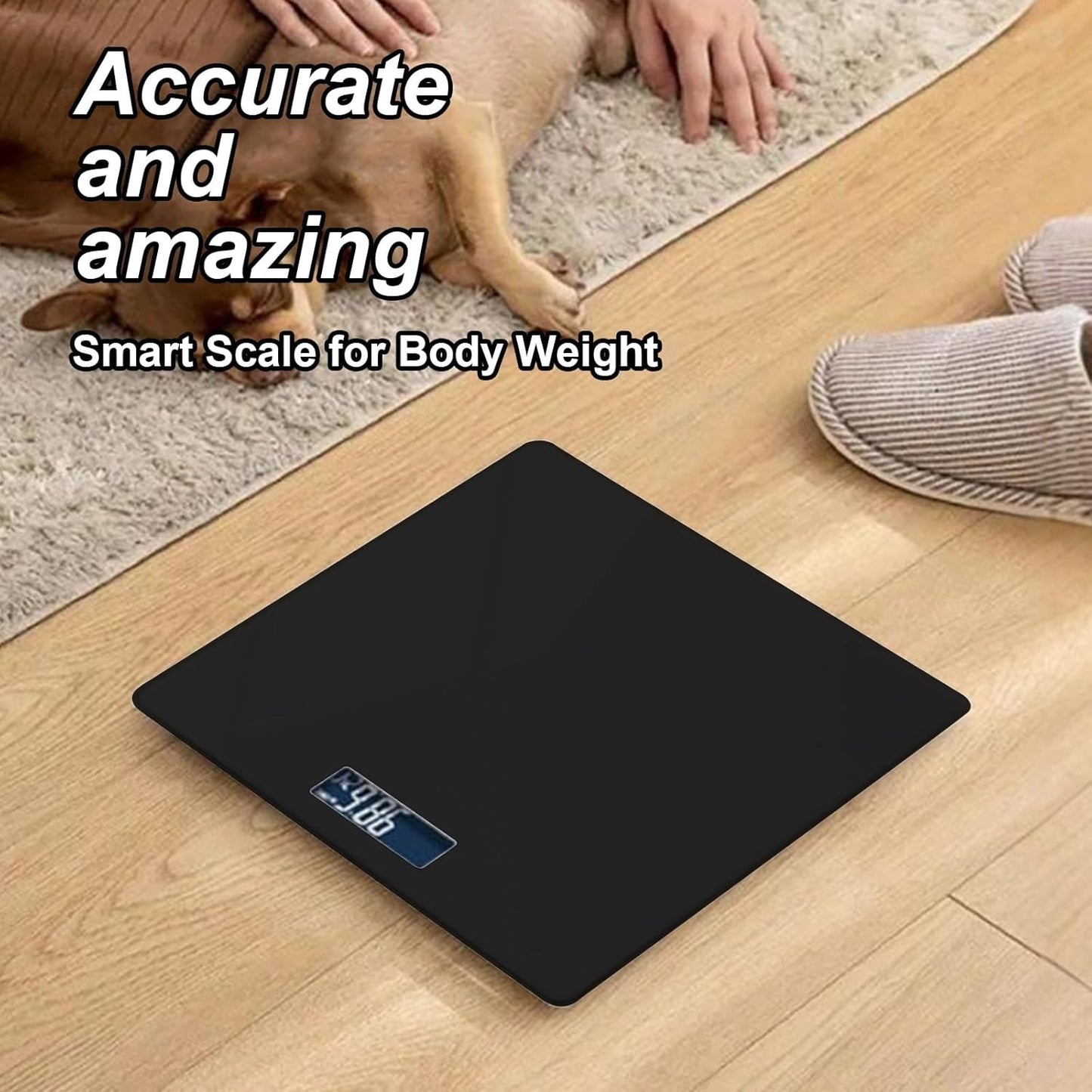Bilancia Pesapersone Digitale Bagno 180kg LCD Blu Temperatura Massa Grassa Nera