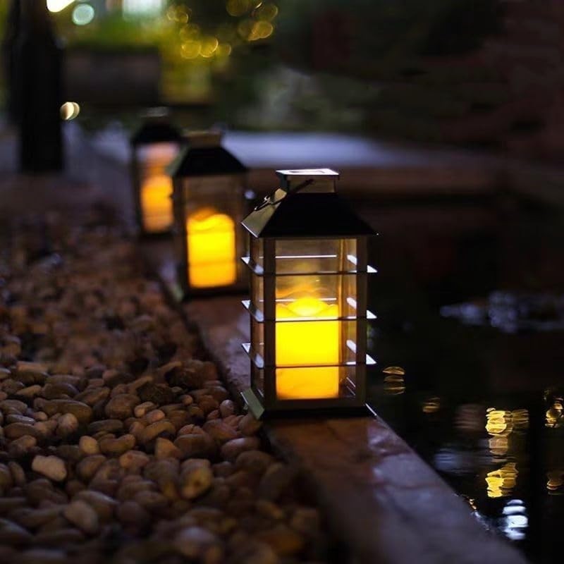 Lampade Solari Sospese 2 Pezzi Effetto Fiamma LED IP65 Giardino Terrazzo Marrone