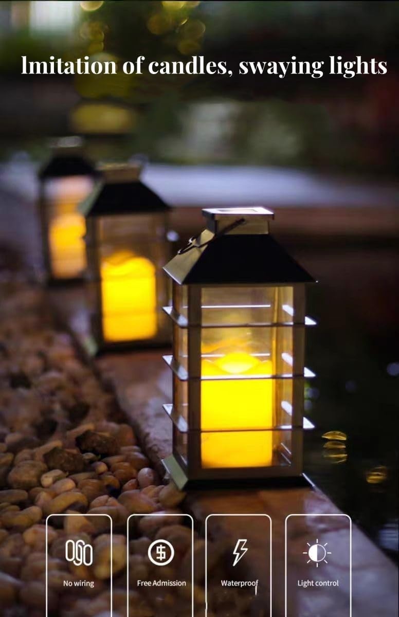 Lampade Solari Sospese 2 Pezzi Effetto Fiamma LED IP65 Giardino Terrazzo Marrone