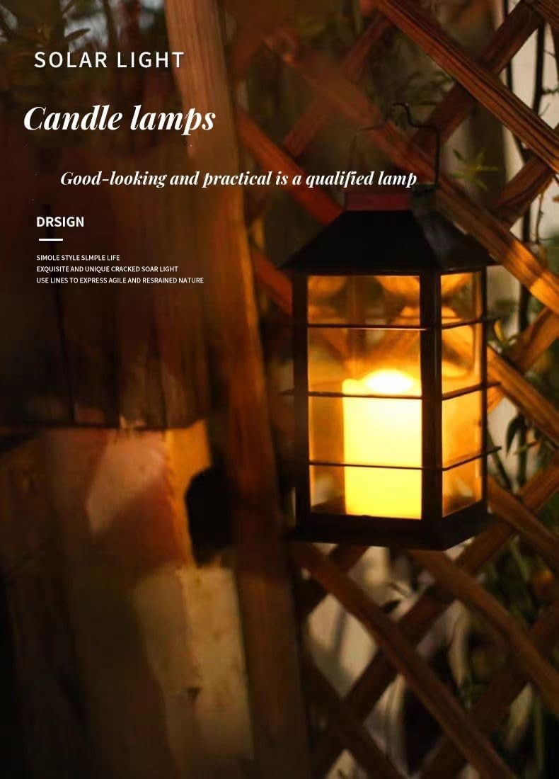 Lampade Solari Sospese 2 Pezzi Effetto Fiamma LED IP65 Giardino Terrazzo Marrone