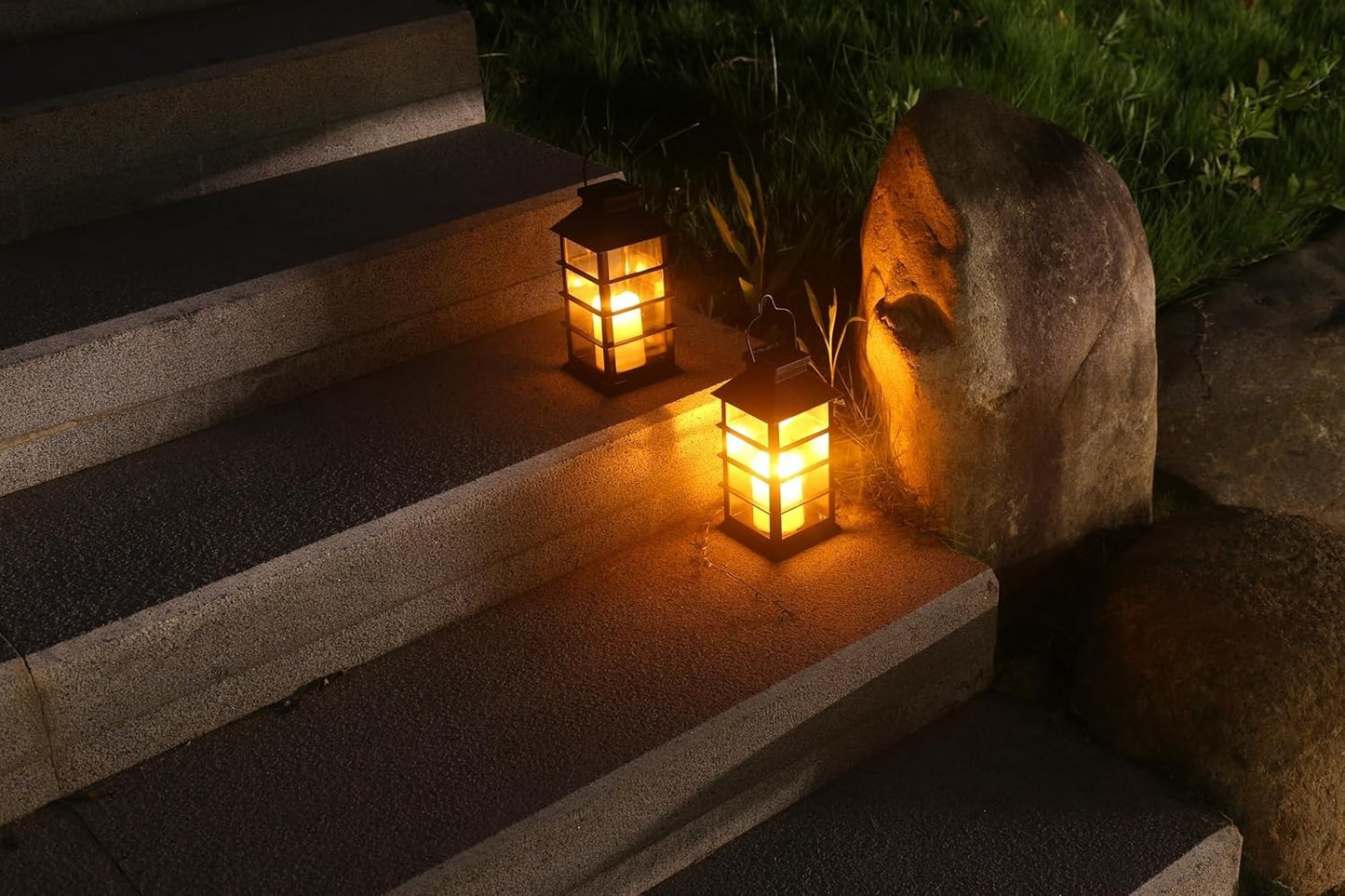 Lampade Solari Sospese 2 Pezzi Effetto Fiamma LED IP65 Giardino Terrazzo Marrone