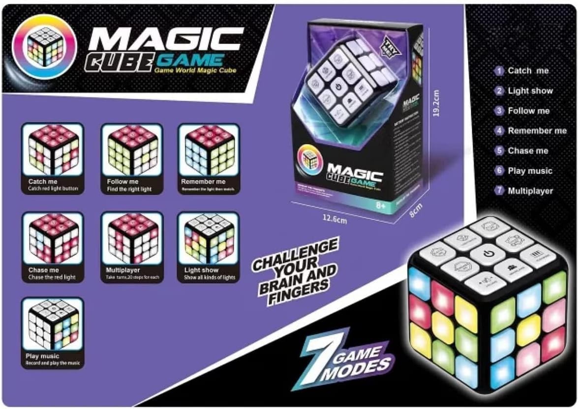 Cubo Magico Elettronico 7in1 Luci Suoni Memoria Logica STEM Bambini Portatile 6+