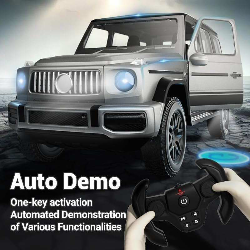 Auto RC Fuoristrada 1:14 2.4G Luci Suoni Gesti Portiere Apribili Grigia Bambini