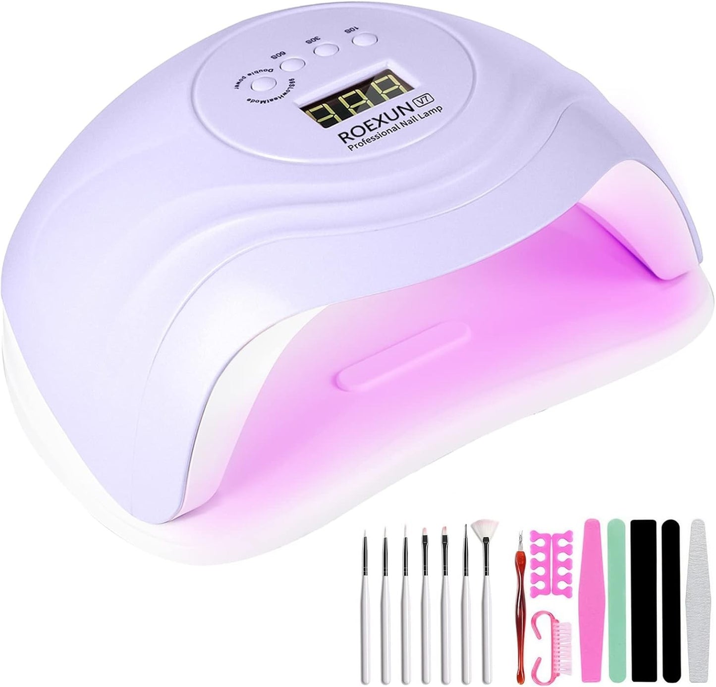 Lampada Unghie UV LED 168W 36 LED 4 Timer Sensore Gel Semipermanente Viola Piedi