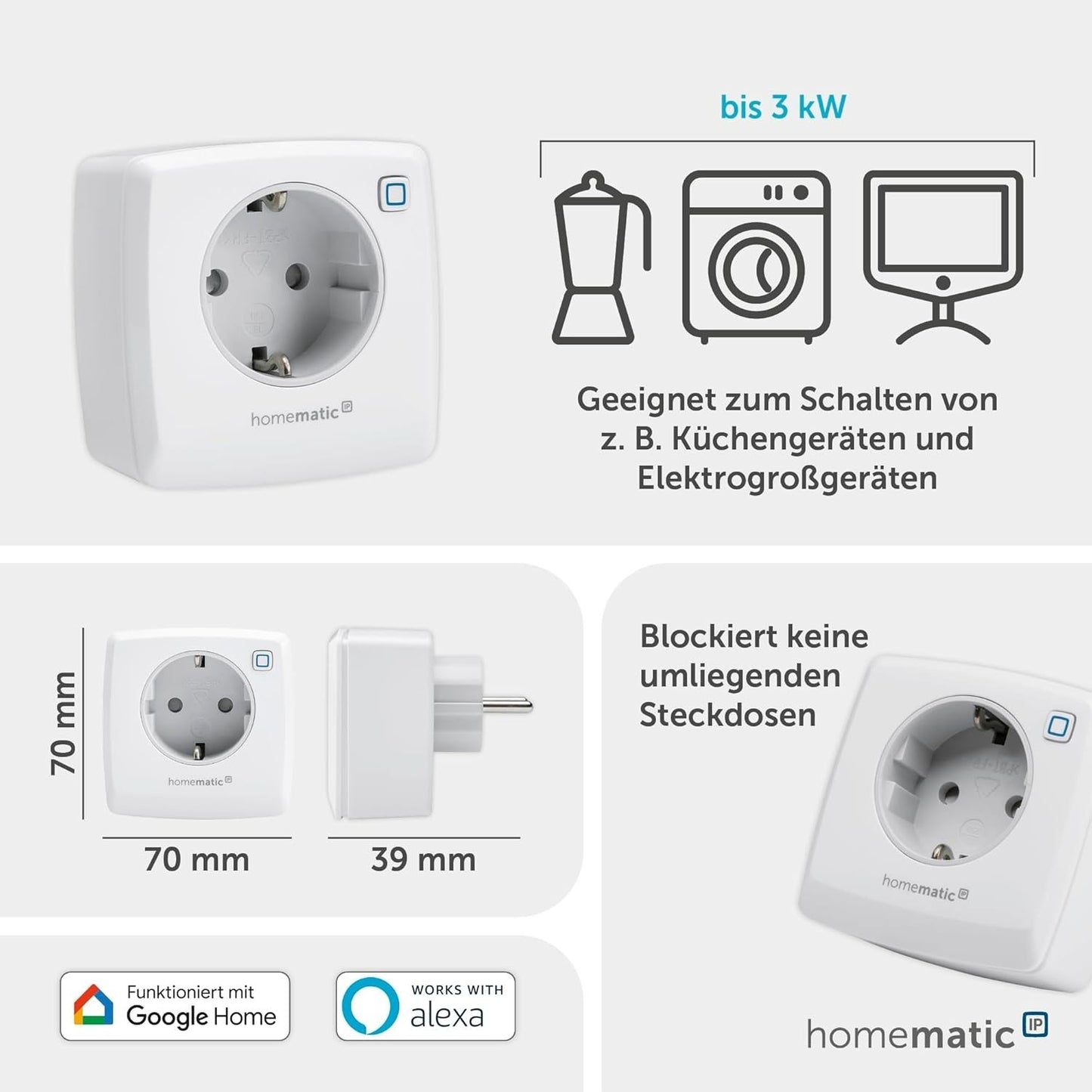 Presa Intelligente Schuko Smart Home App Controllo Vocale Timer Homematic