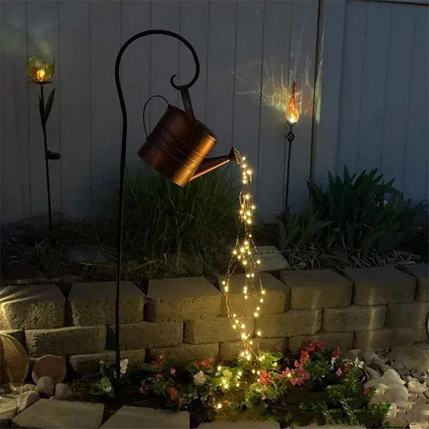 Lampada Giardino Annaffiatoio Rame LED Stella Supporto Prato Patio Batterie AAA