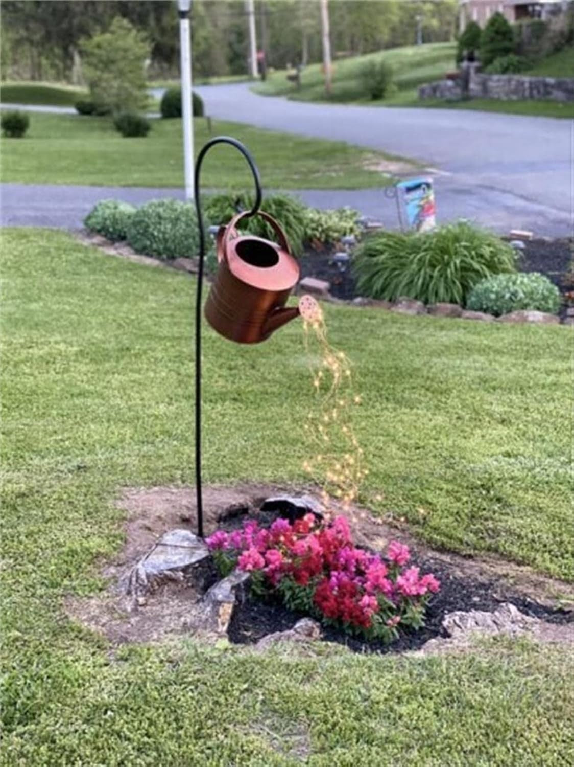 Lampada Giardino Annaffiatoio Rame LED Stella Supporto Prato Patio Batterie AAA