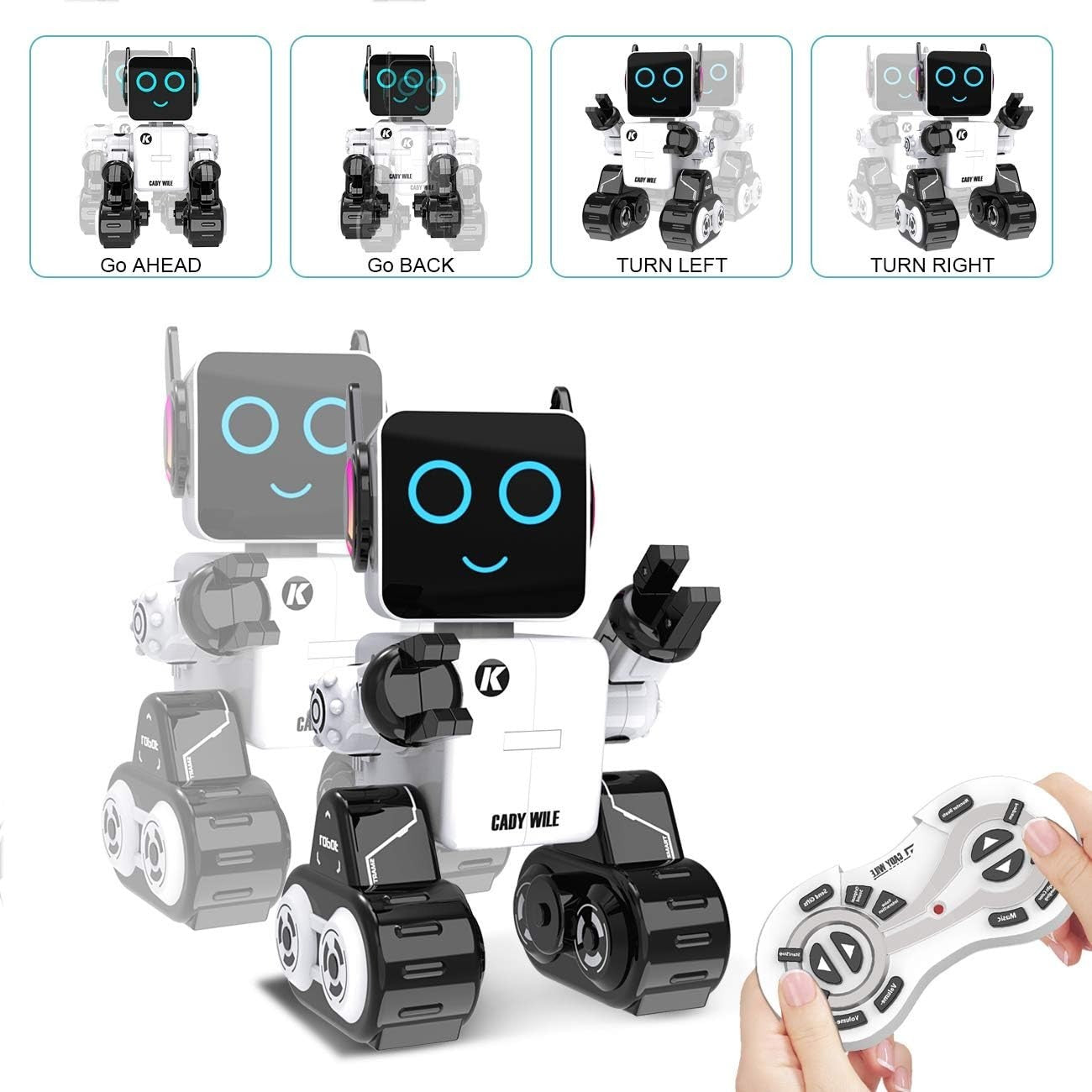 Robot Interattivo Bambini RC Telecomando Salvadanaio Canta Balla Voce USB Bianco