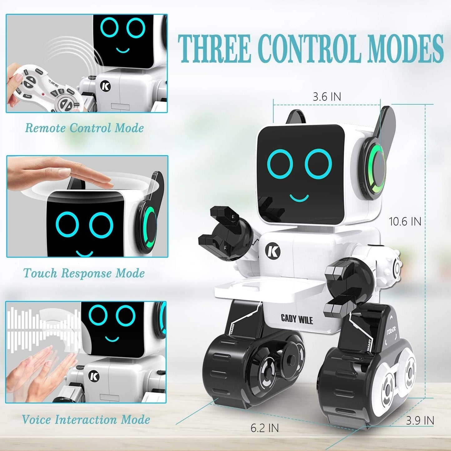 Robot Interattivo Bambini RC Telecomando Salvadanaio Canta Balla Voce USB Bianco
