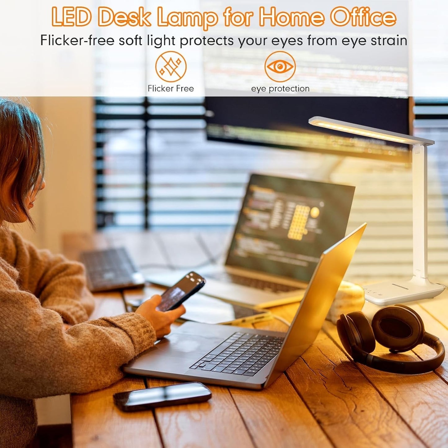 Lampada Scrivania LED Dimmerabile Pieghevole USB Ricarica Wireless Touch Bianca