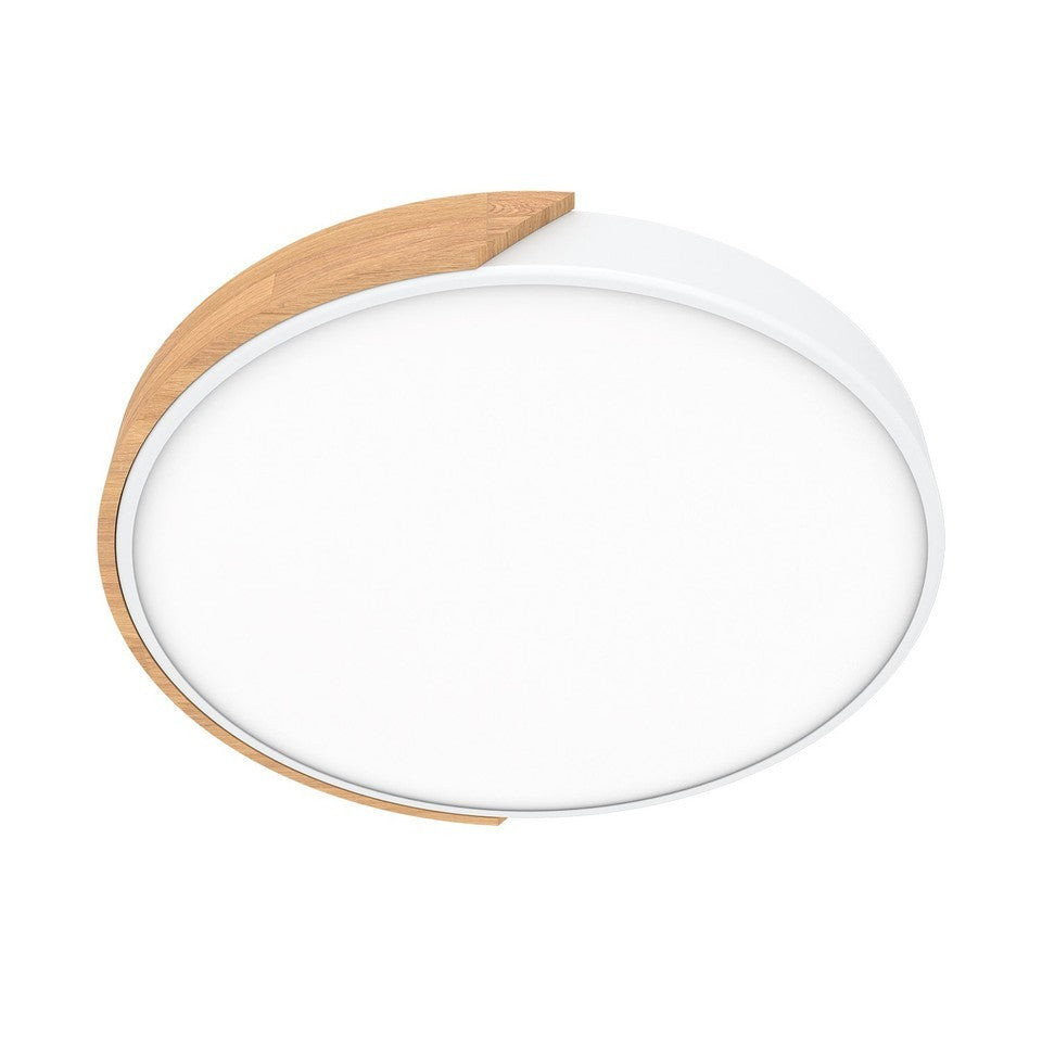 Plafoniera LED Rotonda Soffitto 36W CCT 3 Colori Ø50cm Legno Bianco 3800lm