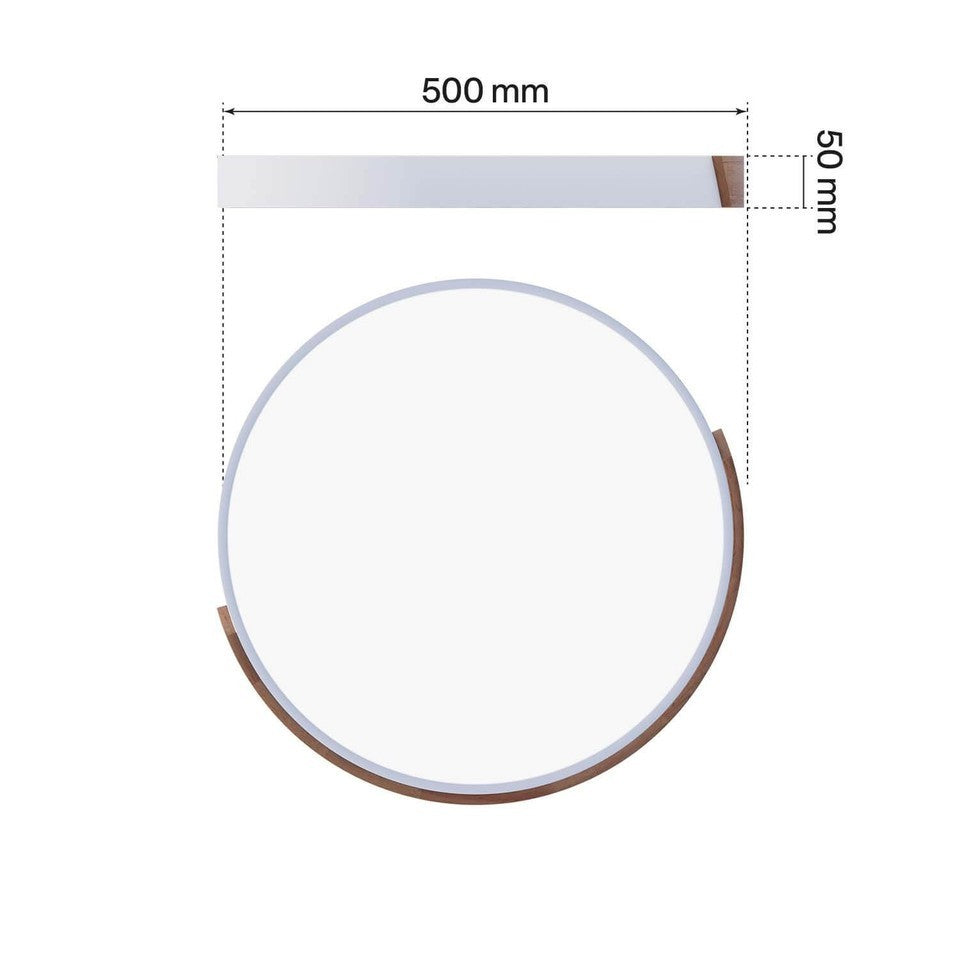 Plafoniera LED Rotonda Soffitto 36W CCT 3 Colori Ø50cm Legno Bianco 3800lm
