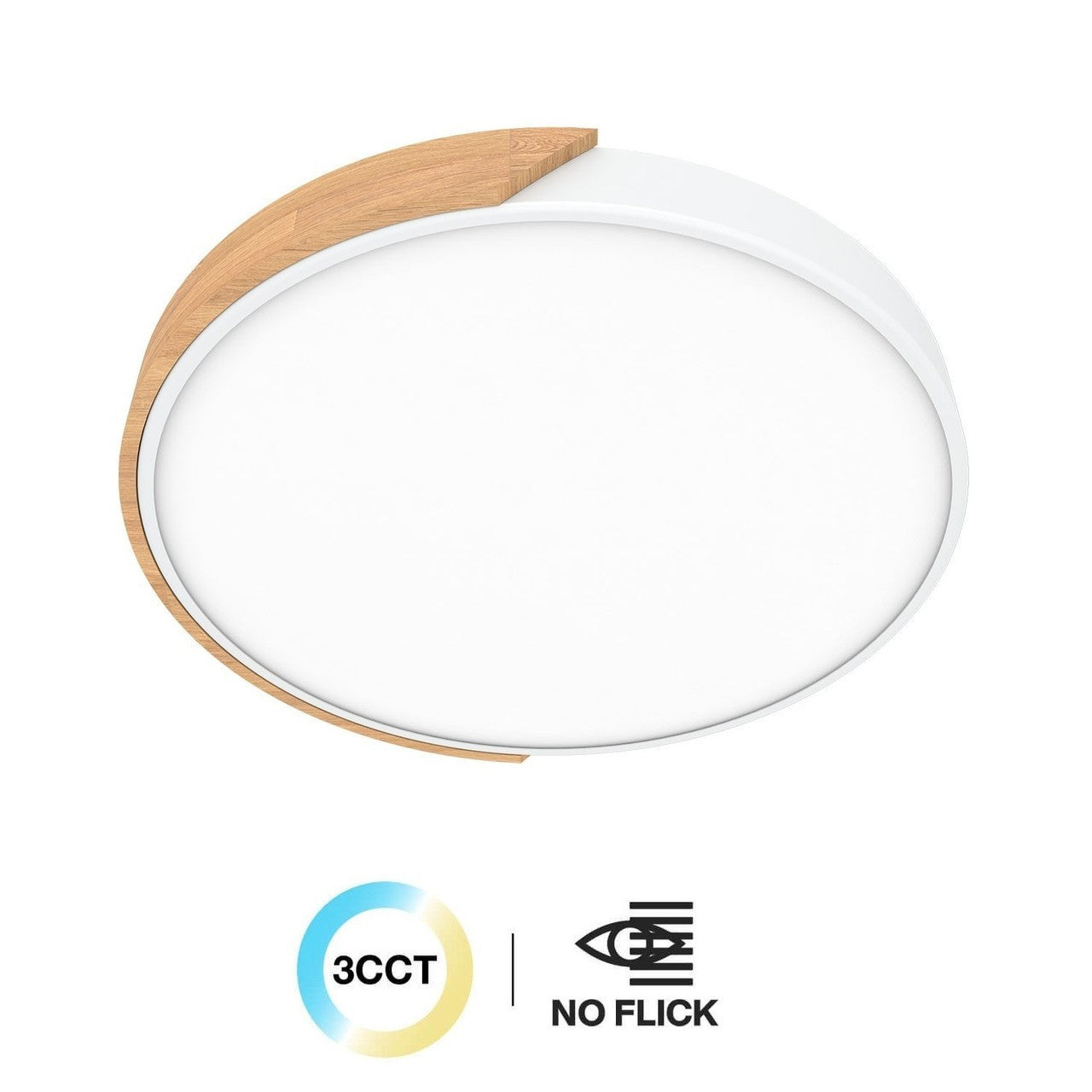 Plafoniera LED Rotonda Soffitto 36W CCT 3 Colori Ø50cm Legno Bianco 3800lm