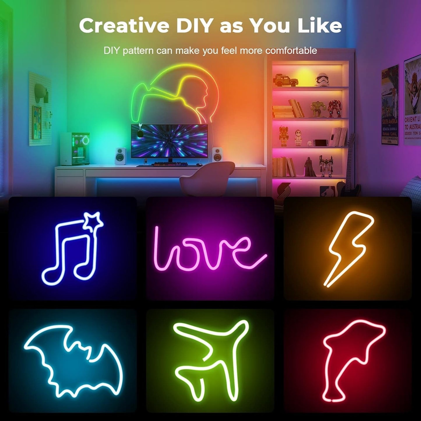 Striscia LED Neon RGBIC 5M 24V Bluetooth App Telecomando IP67 Musica Esterno RGB
