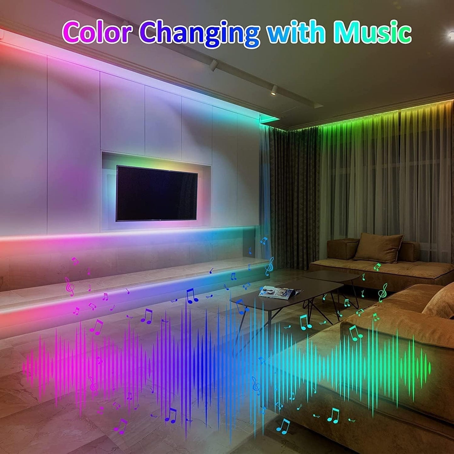 Striscia LED RGB 5M USB 5V Bluetooth App Telecomando TV Camera Feste Natale Casa