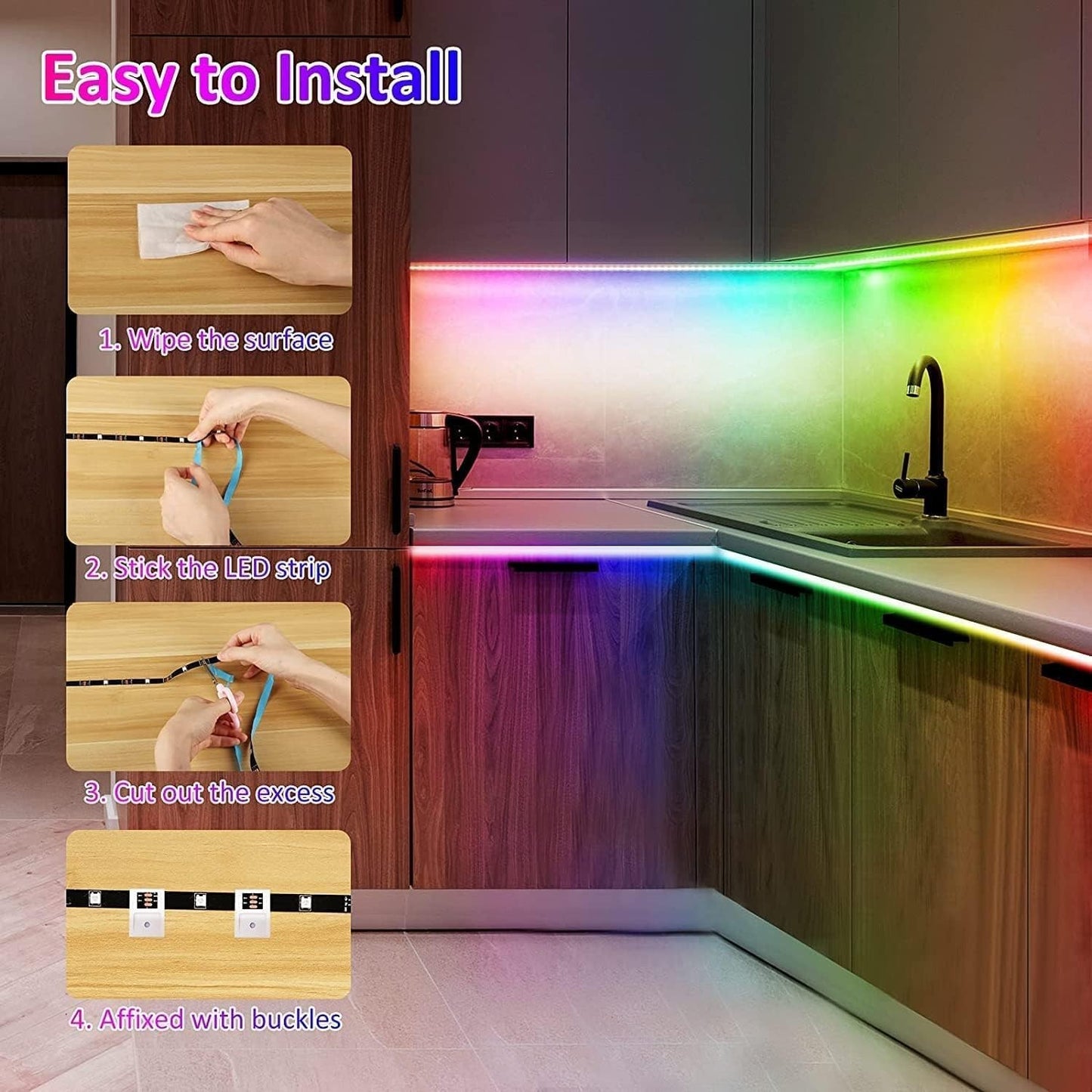 Striscia LED RGB 5M USB 5V Bluetooth App Telecomando TV Camera Feste Natale Casa