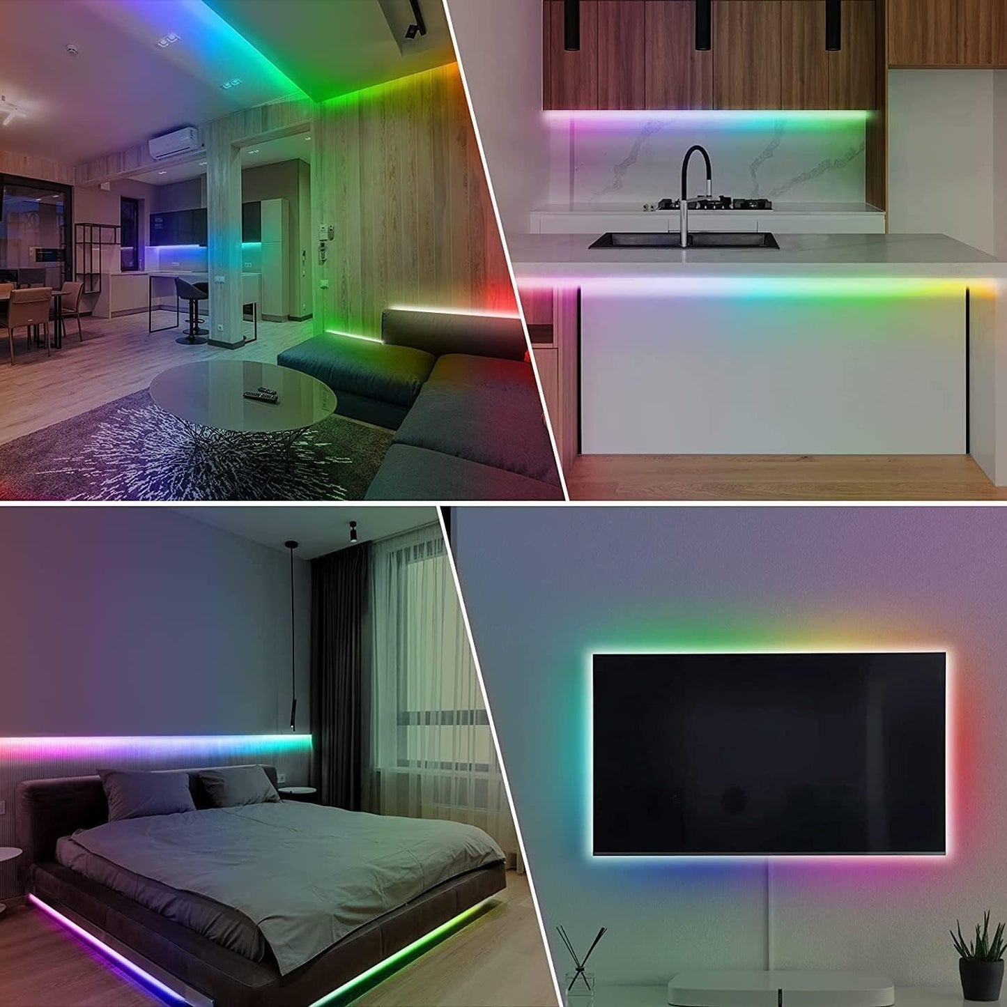 Striscia LED RGB 5M USB 5V Bluetooth App Telecomando TV Camera Feste Natale Casa
