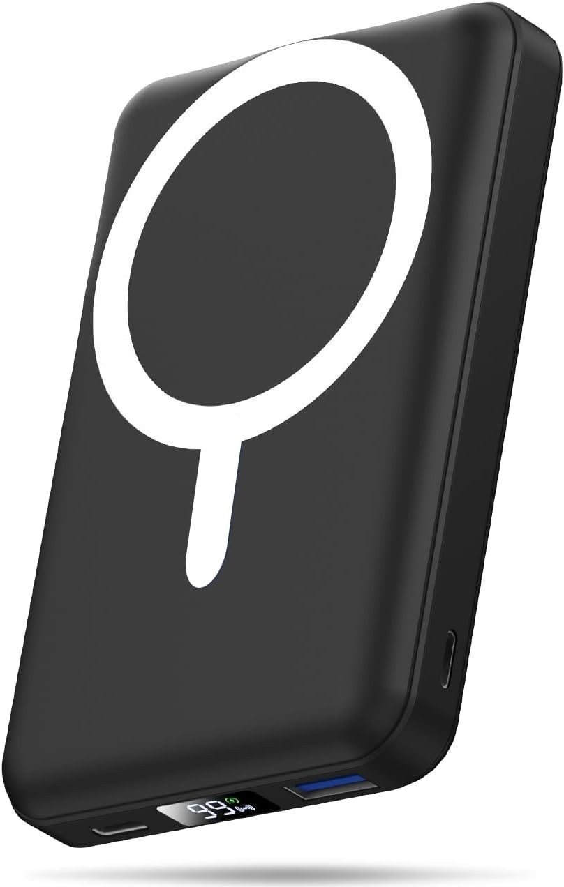 Power Bank Magnetico 10000mAh MagSafe Wireless 22.5W USB-C LED per iPhone  Nero