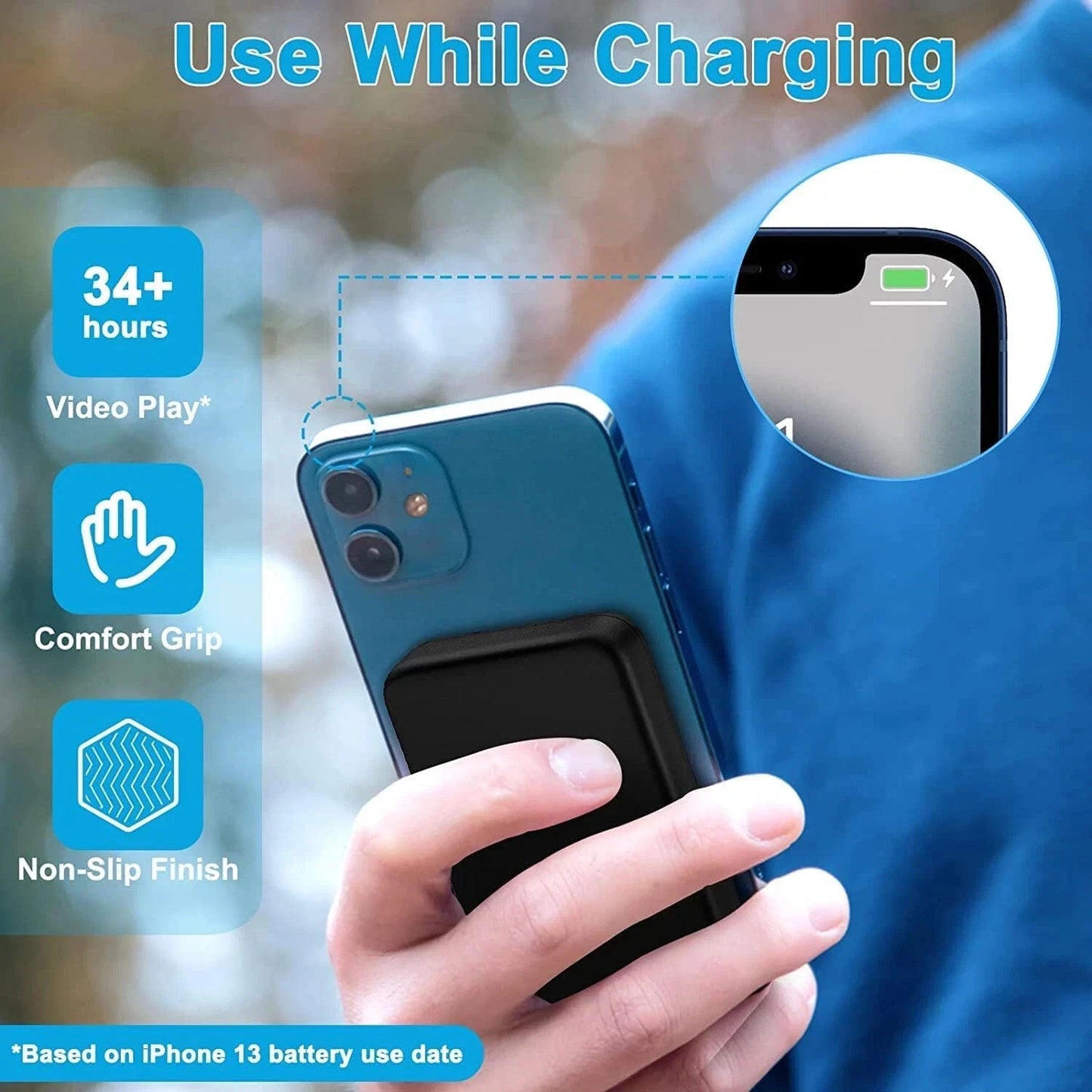 Power Bank Magnetico 10000mAh MagSafe Wireless 22.5W USB-C LED per iPhone  Nero
