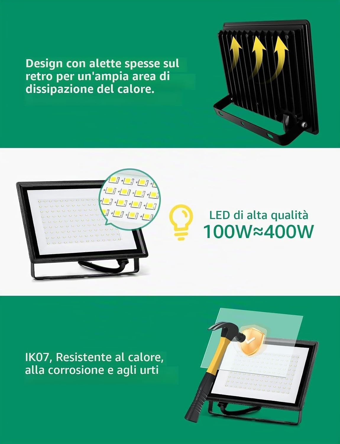 Aigostar Faretto LED Esterno 100W 8700LM IP65 6500K Bianco Freddo