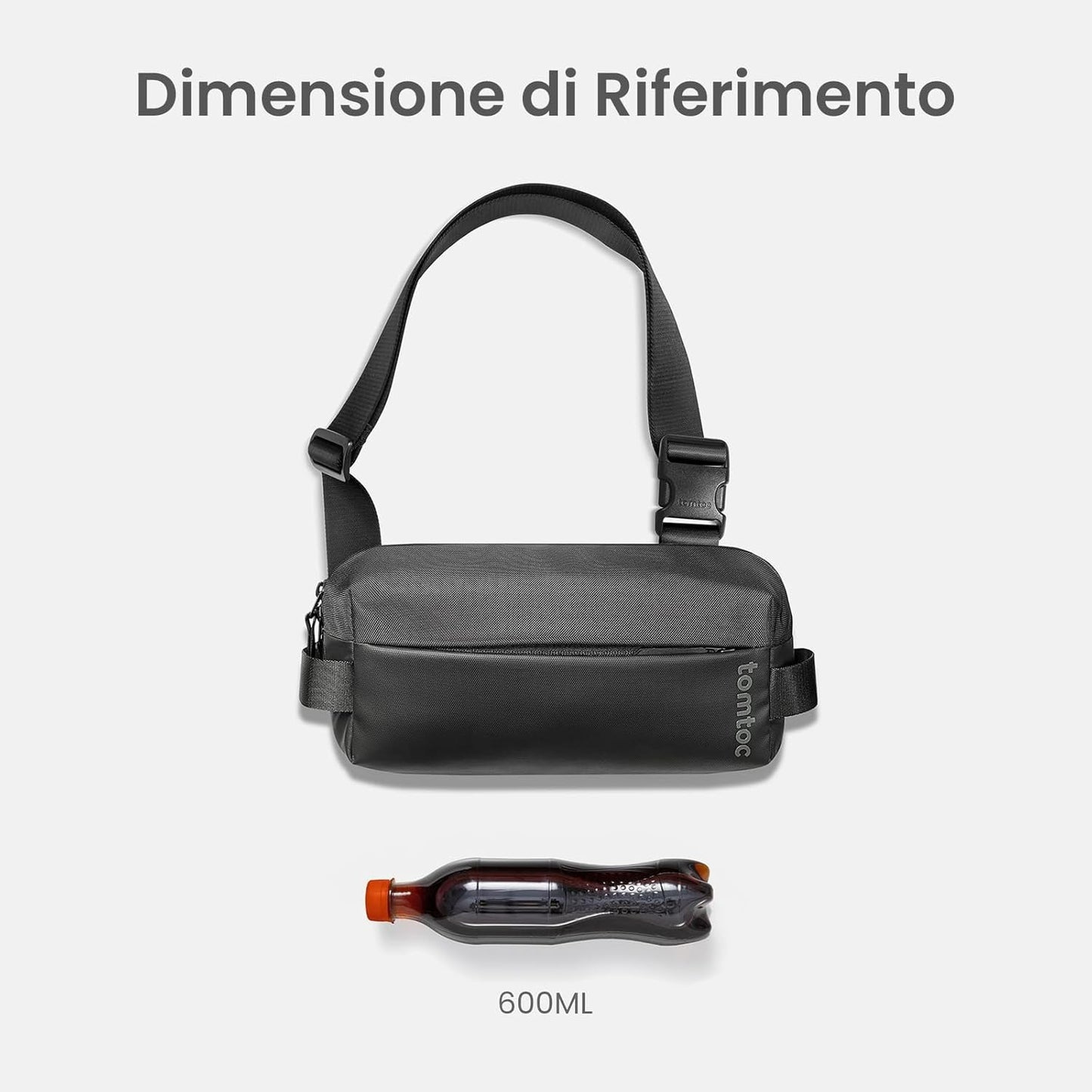 tomtoc Explorer T21 Sling Bag 3L Nera Uomo EDC iPad Mini Switch Antifurto