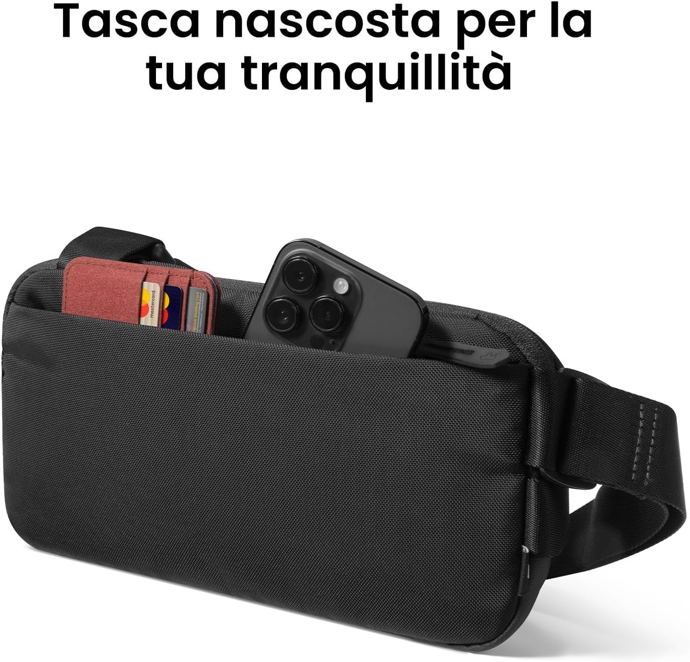 tomtoc Explorer T21 Sling Bag 3L Nera Uomo EDC iPad Mini Switch Antifurto